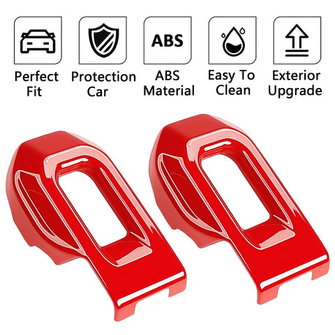Red ABS Hood Latch Covers 2pc for Jeep Wrangler JL JLU Gladiator JT, durable, easy to clean, perfect fit trim guards.