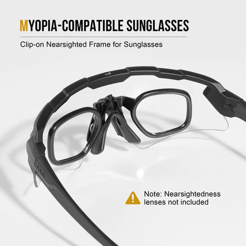 Range Ready Badass Tactical Shooting Glasses With Sick Anti Fog Coating And Legit Impact Resistance Featuring Three Swappable Tinted Lenses Plus Rugged Hardside Travel Case with clip-on nearsighted frame
