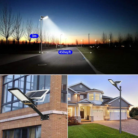 Solar Street Light Outdoor Flood Light With 16000 Lm IP67 Waterproof Finish Heavy Duty Remote Control for parking lot and home use