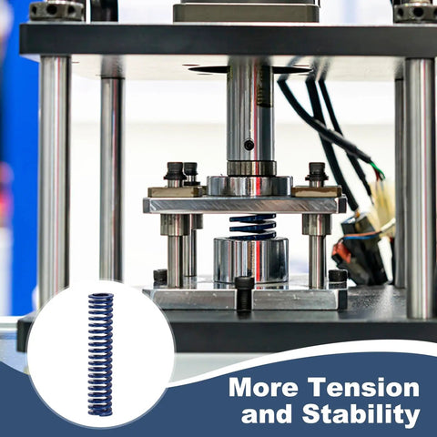 Six Pack Blue Alloy Steel Compression Springs 3 8 Inch Outer Diameter 1 75 Inch Length For 3D Printers And Mechanical Equipment Light Load Applications With Durable Coil Wire Construction in a press machine.