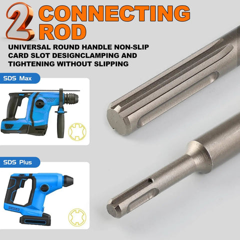 Hole Saw Kit With SDS Plus And Max Shank, 20 Piece Carbide Tipped Tungsten Steel Concrete Drill Bits Set connectors shown
