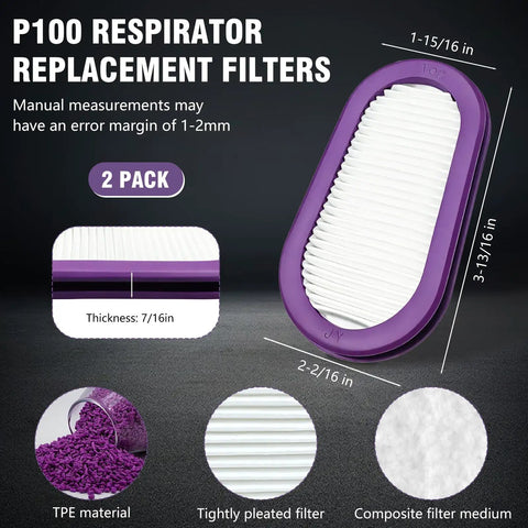 Bad Ass P100 Replacement Respirator Filters For Half Masks 4 Pack Quick Swap Compatible With Elipse P100 Series on display.