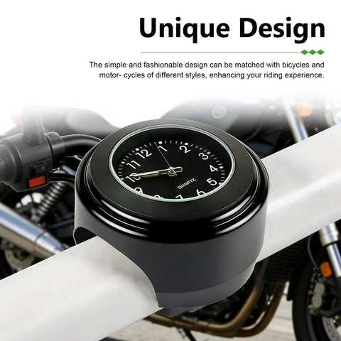 Motorcycle Handlebar Clock Waterproof Anti Vibration Ride Ready Timepiece With Wrench Retro Dial Alloy Case Digital Time Display Black