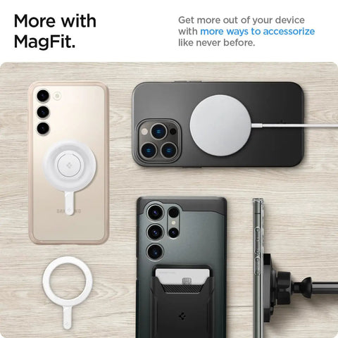 Fits Snug On Any Phone Case, Solid MagSafe Ring Plate Adapter For Wireless Charging on multiple phone cases.