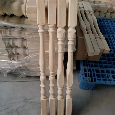 Upgrade Your Space With Premium Replacement Wood Balusters And Stair Spindles For Quick Porch Fixes, Classic Carved Poplar Columns, 37 Inch posts.