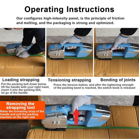 Electric Strapping Machine With 3000mAh Battery Automatic Banding Tool For PP And PET Straps operating instructions.