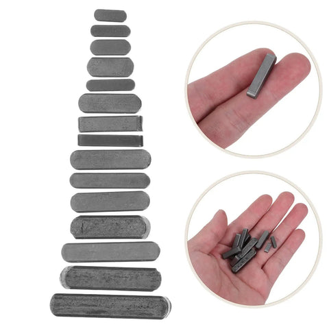140 P stainless steel key ends, assorted parallel keys shown in hand for industrial drive applications