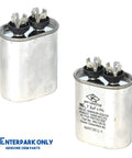 Close-up of a capacitor for Blower Motor With Capacitor Replacement For RV Furnace And HVAC Air Handler Units