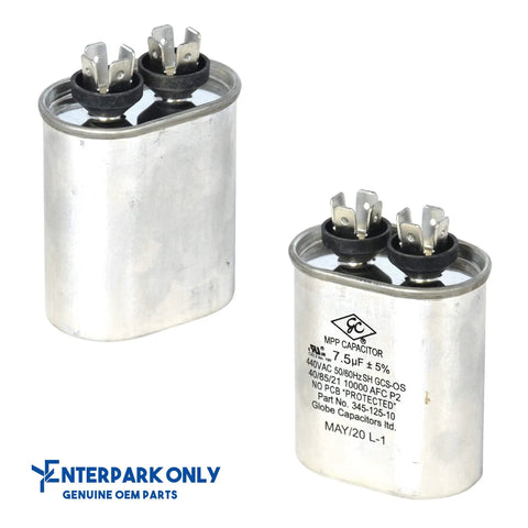Close-up of a capacitor for Blower Motor With Capacitor Replacement For RV Furnace And HVAC Air Handler Units