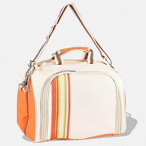 No Fuss Insulated Picnic Backpack Set For Four With Stainless Cutlery, 4 Mugs, 4 Melamine Plates, Colorful Napkins, and Corkscrew