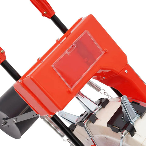 Close-up of Walk Behind Garden Seeder Spreader And Planter With 10 Nozzles For Precise Sowing And Fertilizer Application