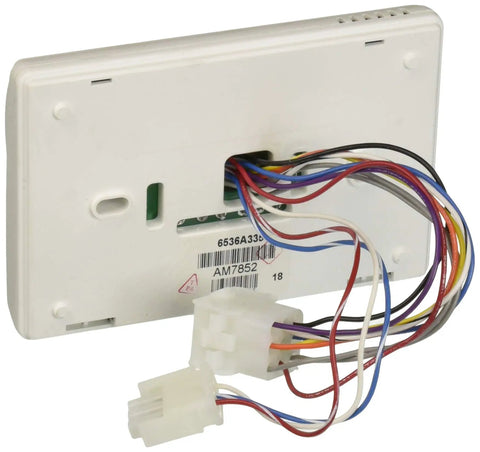 Back view of Two Stage Digital Thermostat For Heat Pump And Gas Furnace Wall Mount 12V DC White With Digital Readout