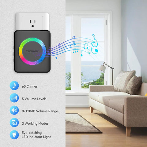 Crazy Long Range Wireless Doorbell For Home With IP65 Waterproof Receiver 1300ft Coverage, 120dB Loud Chime, LED Flash