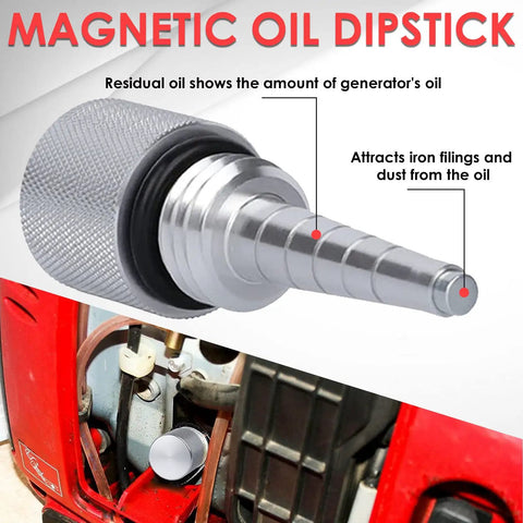 Honda Handy Generator No Spill Oil Change Funnel With Magnetic Dipstick Complete Kit in use on red machine