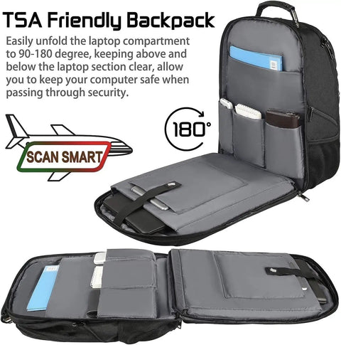 Go To Extra Large Laptop Backpack 55L 60L For Travel And Gaming, Fits 19 Inch Laptops, TSA Friendly RFID Anti Theft feature displayed