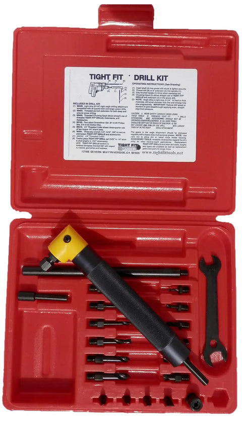 Red case with Right Angle Drill Attachment 90 Degree Adapter For Power Drill With 360 Degree Swivel Lightweight Accessory