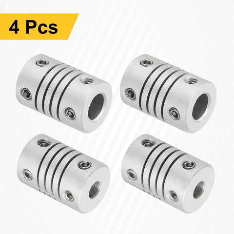 Four Pack Flexible Shaft Couplings 4mm to 6mm Bore Aluminum Alloy Joint Connectors For 3D Printers CNC Machines Stepper Motors