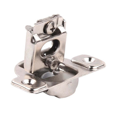 Nickel Plated Soft Close Cabinet Hinges With Half Inch Overlay Ten Pack Includes Mounting Screws And Hardware, Adjustable Three Way Mounting