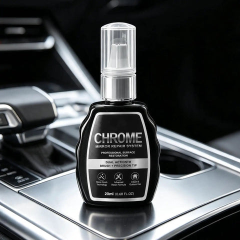 Top Tier Silver Wheel Repair Paint Delivers Dope Chrome Restoration Coverage To Knock Out Curb Rash And Shield Alloy Wheels From Daily Road Wear in a 20ml bottle on a car interior.