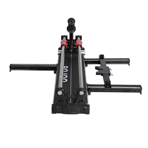 Beefy 24 Inch Manual Tile Cutter Featuring Slick Double Rail Guide System And Wide Aluminum Base Heavy Duty Hand Tool For Cutting Ceramic And Porcelain Floors Fast, top view showing dual rail design.
