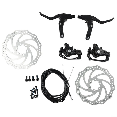 Heavy Duty Mechanical Disc Brake Kit With Aluminum Front Rear Calipers Dual Brake Levers 160Mm Rotors For Road Mountain Bikes Tool Free Assembly. Full kit with rotors, levers, and cables.