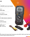 DM93-2 True RMS Industrial Digital Multimeter With 5 Digit 40000 Count Dual Display And LED Backlight with accessories.