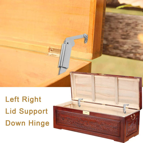 Spring Lid Support Hinges 2 Pack Left And Right Heavy Duty Mounting Hardware for Boxes Cabinets Toy Chests Silver Tone installed