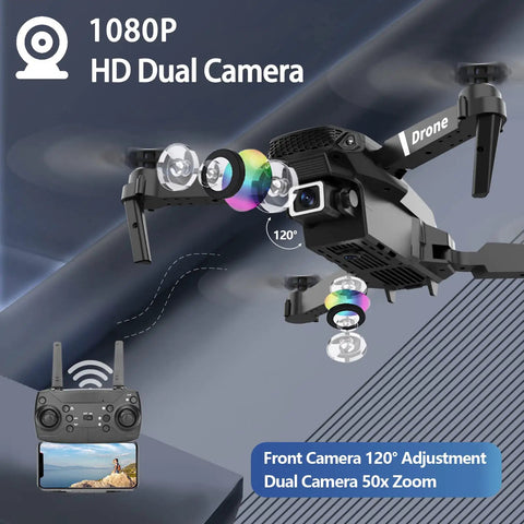Dual Camera Drone For Adults And Kids Foldable RC Quadcopter With 1080P FPV Live Video showcasing dual cameras and remote control