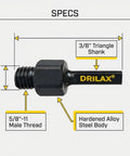 Universal Five Eighths To Three Eighths Drill Adapter Attachment With Threaded Arbor Shaft for diamond hole saws and sanding tools