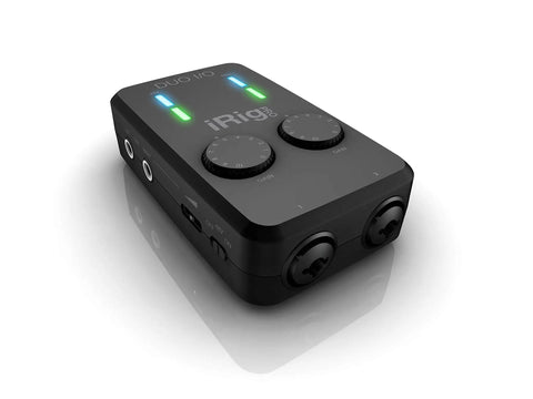 iRig Pro Duo IO USB Audio Interface Dual Channel 24 Bit With TRS Balanced Outputs MIDI In Out mobile studio view