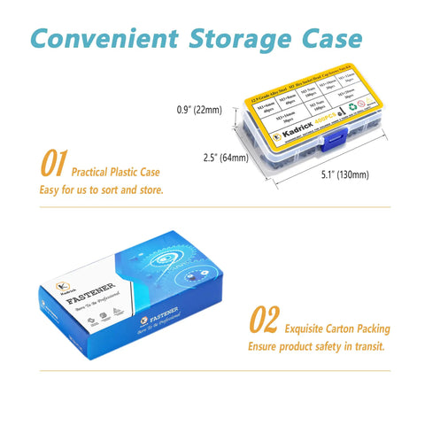 Packaging for All In One M3 Hardware Kit 400Pcs Button Head Socket Cap Screws Bolts Nuts Set With 1 Hex Wrench, 304 Stainless Steel, M3 sizes