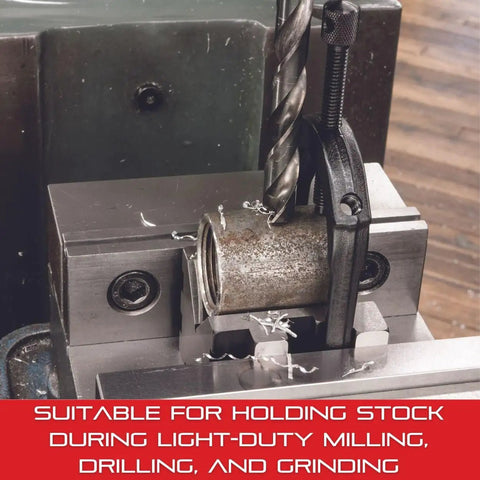 V Block Clamp For Metalworking With 45 And 90 Degree Tap Holes For Round And Square Workpieces Beefy Hardened Steel Construction Built Tough For Stable Layout Drilling And Inspection, holding round stock for drilling