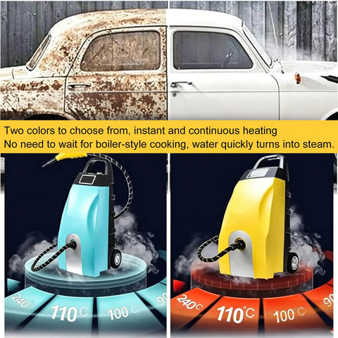 ORISUNTECH Commercial Steam Cleaner 3000W With 3.5L Tank And Ozone Purification, available in blue and yellow colors.