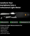 PAR Meter Accessory for Plant Growers Measure PPFD and DLI with Photone App Illuminance in Lux and Foot Candles Includes Far Red ePAR Data and Beginner Guides with Top Notch Accuracy, clip-on light meter for smartphone