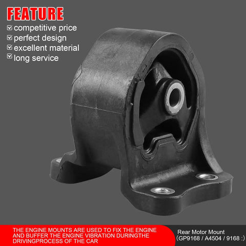Heavy Duty Engine And Transmission Mount Set Fits Honda Element 2 Point 4 Liter Models close-up of rear motor mount designed for stability.