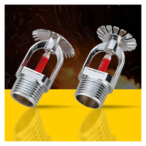 Heavy Duty Copper Fire Sprinkler Head 5 Pack Kit For Emergency Suppression Systems 68 Degree Activation close-up of two sprinkler heads