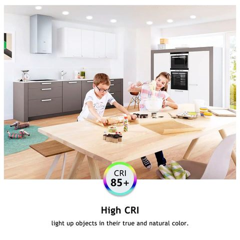 Kitchen with 4 Inch LED Recessed Lighting Kit Canless Pot Wafer Lights Dimmable With 3000K 4000K 5000K Selectable Color