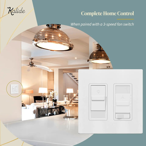 No Fuss Digital Dimmer Switch For 200W Dimmable LED And CFL Lights, Single Pole Slide Dimmer, installed in a modern kitchen