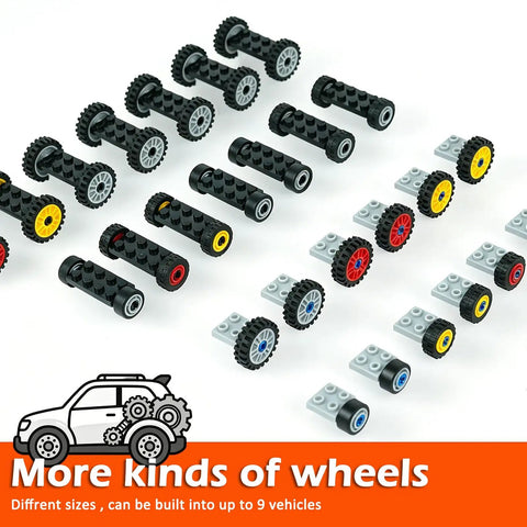 118 Piece Wheels And Axle Set For Building Blocks With Tires And Wheels Car Parts Compatible With Major Brand Bricks