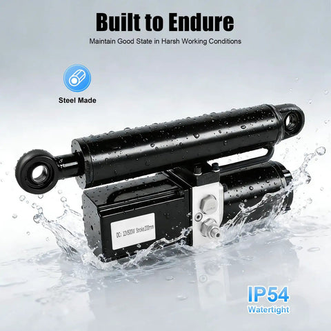 Heavy Duty Dc 12V Electric Linear Actuator Tough Steel Motor cranking at 25 mm per second in waterproof setting.
