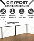 Built Tight 38 Ft Deck Cable Railing Kit With Marine Grade Stainless Steel Wire Face Mount Posts And Full Hardware Pack For Truly Easy As Pie Diy Outdoor Setup No Hidden Fees Or Missing Loose Ends Right Now, featuring stainless steel cables and black posts.