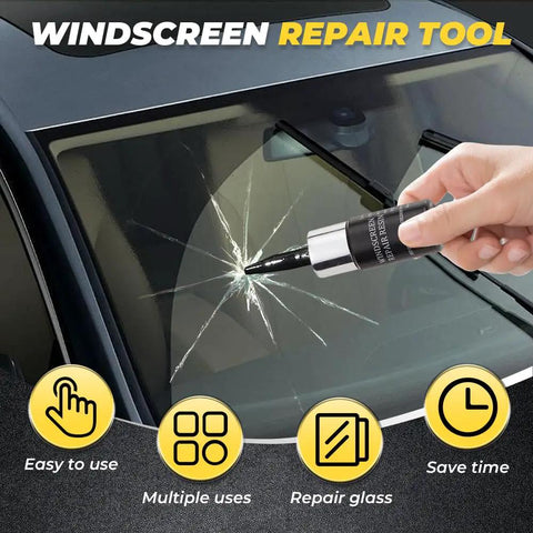 All In One Windshield Repair Kit For Chips And Cracks Glass Repair Liquid Included Easy DIY Car Windshield Crack Fix For All Crack Types Restores Clarity And Prevents Spreading tool in use on car windshield