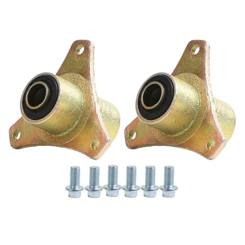 Battle Tested 17 mm Three Stud Front Wheel Hub Assembly With Premium Grease Sealed Bearings For 70Cc To 250Cc Atv Quad Dirt Bike Go Kart Mini Buggy And Utv, showing two gold hubs and bolts.
