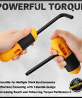 Close-up of hands using 41 Piece Hex Key And Torx Wrench Set With Torque Handle. Includes SAE and Metric sizes 0.028-0.375 inches.