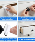 Installation steps for 6 Pack Black Self Adhesive Cabinet Knobs No Drill Stick On Hardware Handles with stainless steel finish.