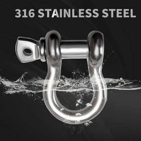 316 Stainless Steel D Ring Shackles Marine Grade Heavy Duty Clevis Anchor Shackle Kit With Screw Pin One Quarter Inch
