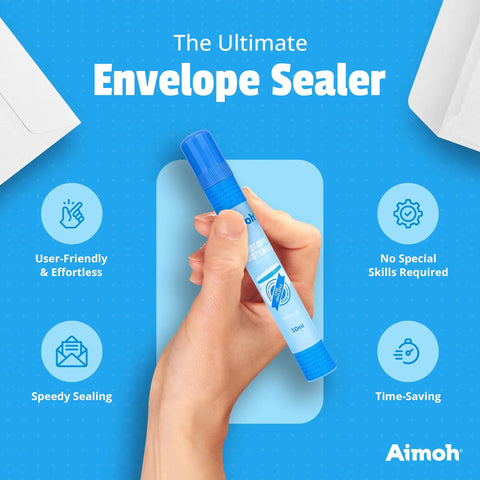 Quick Drying Envelope Moistener And Sealer With Ultra Fast Adhesive Glue For Letters And Mail Perfect For Home Office showing 50ml tube in hand.
