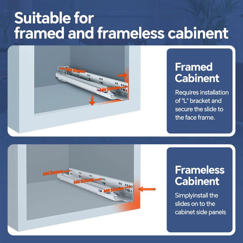 Top Shelf 12 Inch Undermount Drawer Slides With Smooth As Butter Soft Close Action Rock Solid Full Extension Slide Hardware Built Tough For Kitchen Cabinets And Pantry Drawers installation examples for framed and frameless cabinets