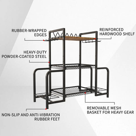 Built Like A Tank Vertical Floor Gun Rack Stores Eight Long Guns And Six Pistols With Rust Resistant Steel Frame showing features like rubber-wrapped edges.