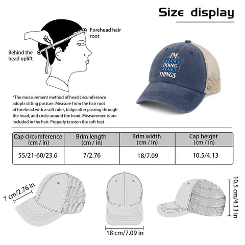 Lightweight plain trucker cap for men with anti-sweat band and breathable mesh, size and dimensions for all-season comfort.